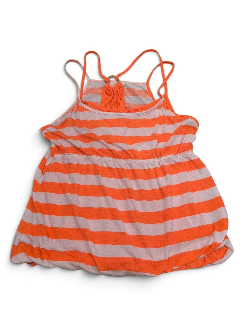 Self Esteem Orange & White Striped Bubble-Hem Tank